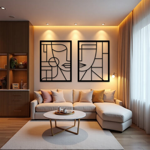 Abstract Face Modern Home Decor 2 Pieces Set Pakistan