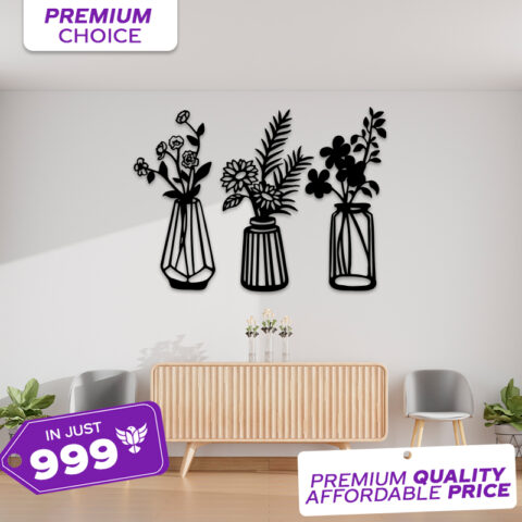3 Piece Flower Vase Wooden Decor Affordable Home Decor Pakistan