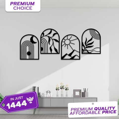 4 Piece Abstract Wooden Wall Art for Modern Home Decor