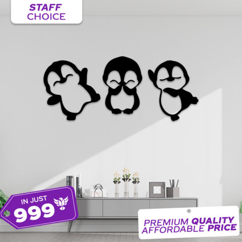 3 Cute Penguin Wall Art Set Fun Room Decor for Kids & Families