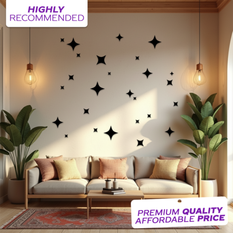 3D Wooden Sparkle Star Wall Decor onthewalls.pk