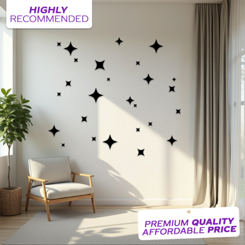 3D Wooden Sparkle Star Wall Decor onthewalls.pk