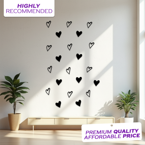 Wooden Hand Drawn Hearts Wall Decoration item onthewalls.pk