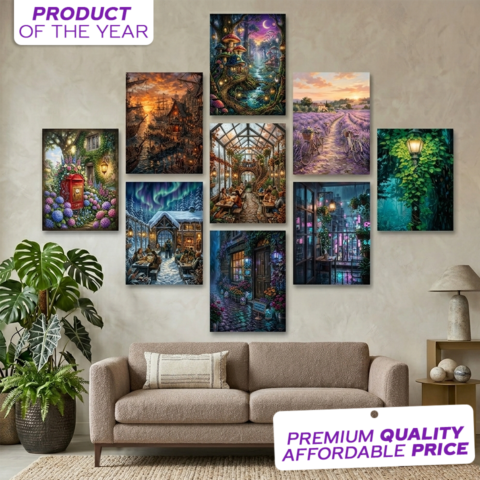 Enchanted Streets Aesthetics Wall frame set of 9 onthewalls.pk