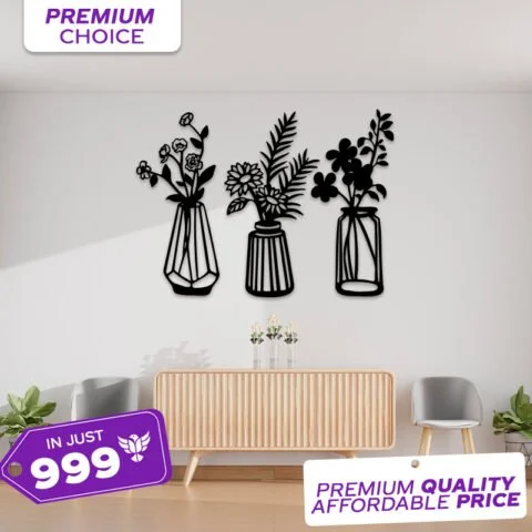 3 Piece Flower Vase Wooden Decor Affordable Home Decor Pakistan