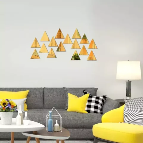 Triangle shape Acrylic Mirror Home Decor in Pakistan