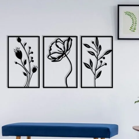 Set of 3 Floral Wooden Pieces For Home Decor In Pakistan